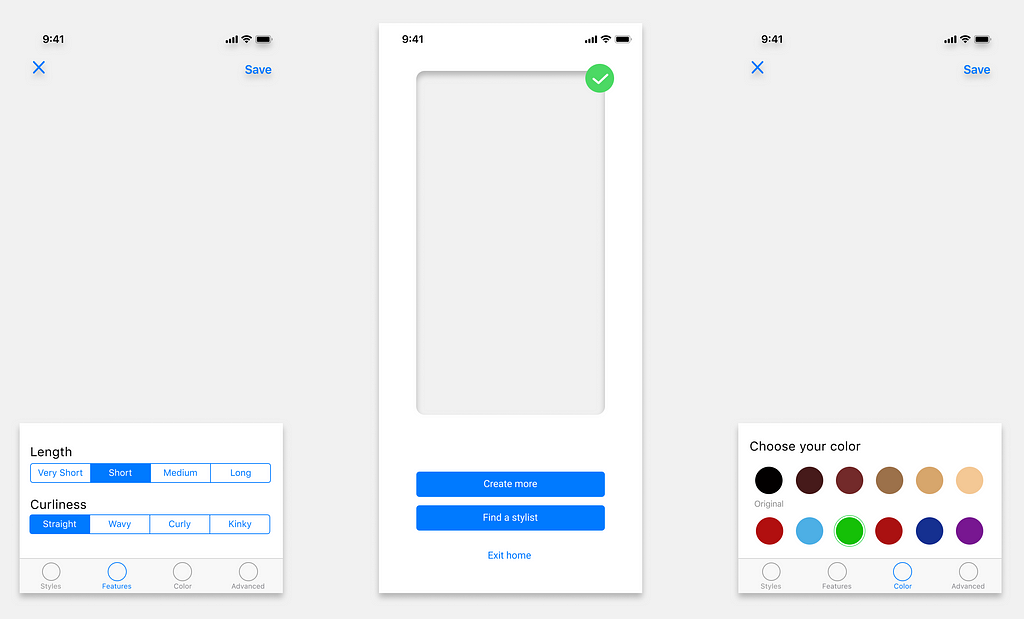 An image showing wireframes and UI components with transparent spots to fill it with the camera feed