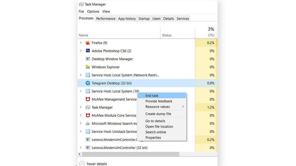 process using internet in windows 10 task manager