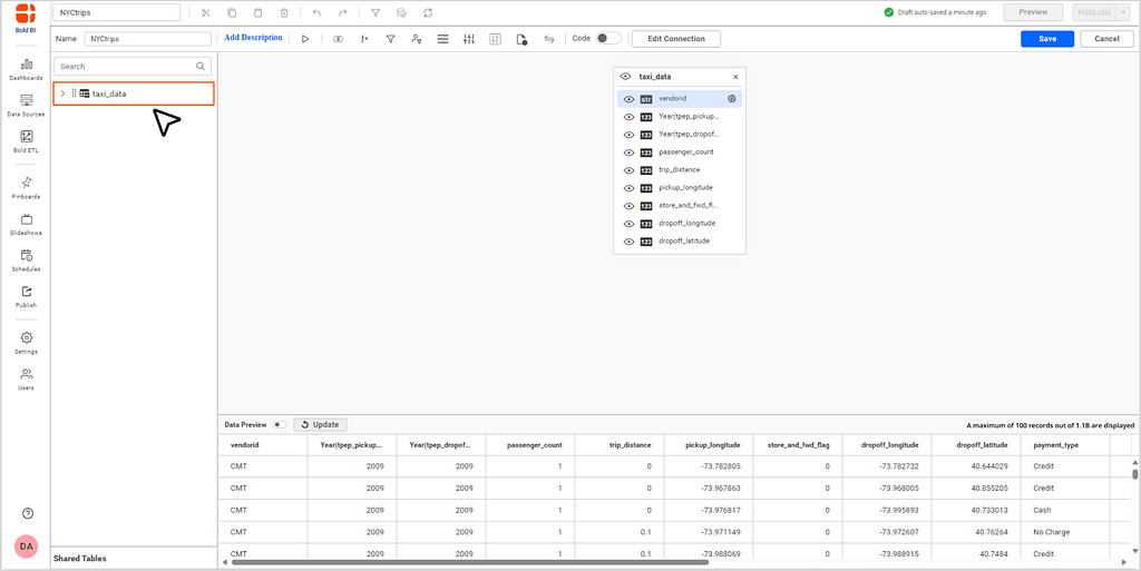 Data Source Designer Window