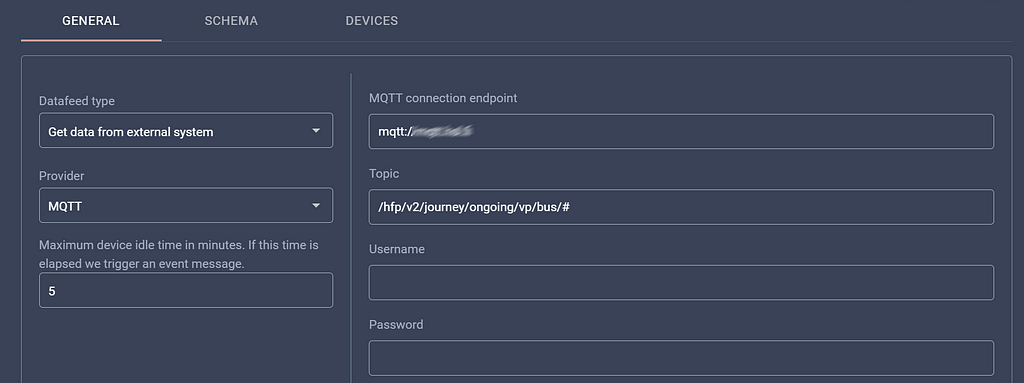 You can also configure Mapify to obtain data from an external HTTP endpoint or subscribe to an external MQTT broker.