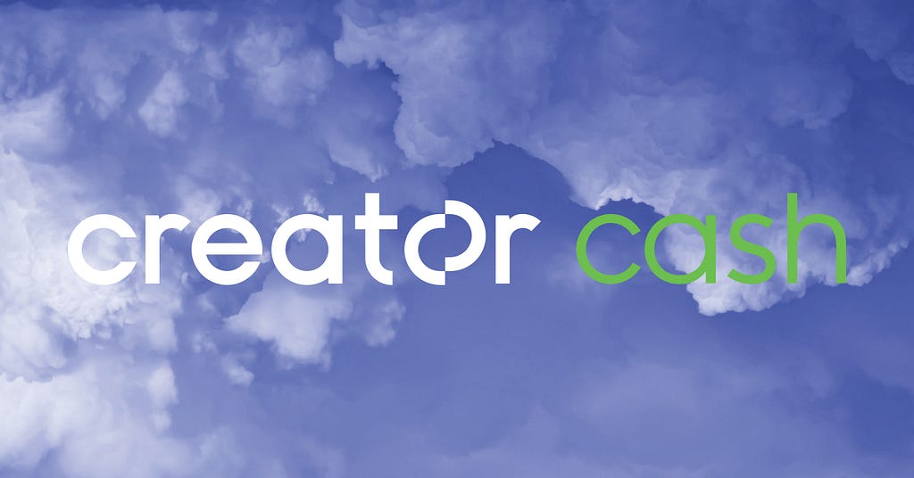 Creator Cash logo on blue sky with clouds