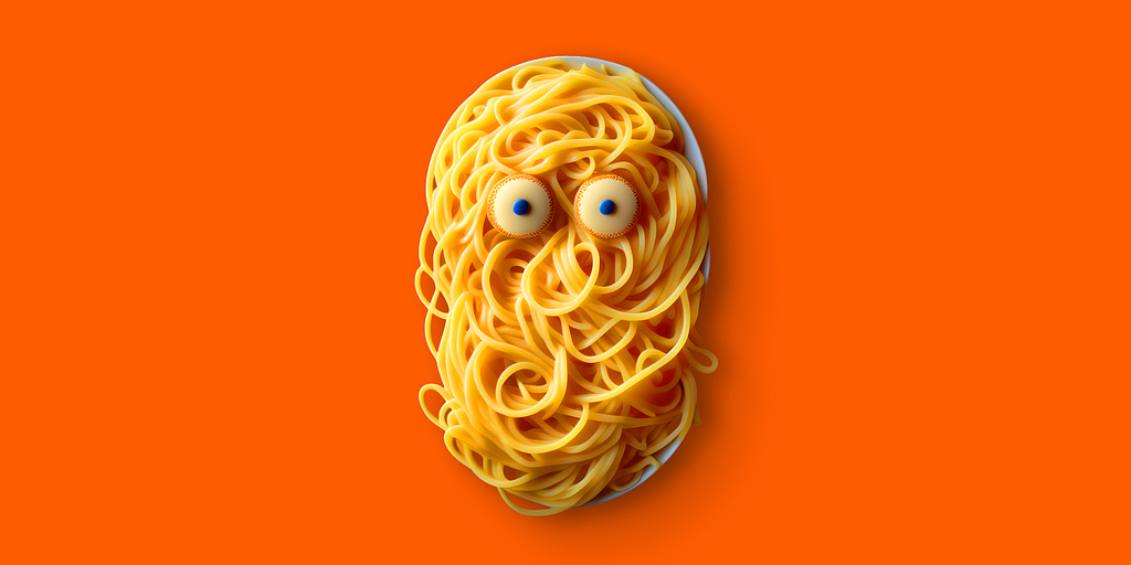 An image of Spaghetti Monster with eyes