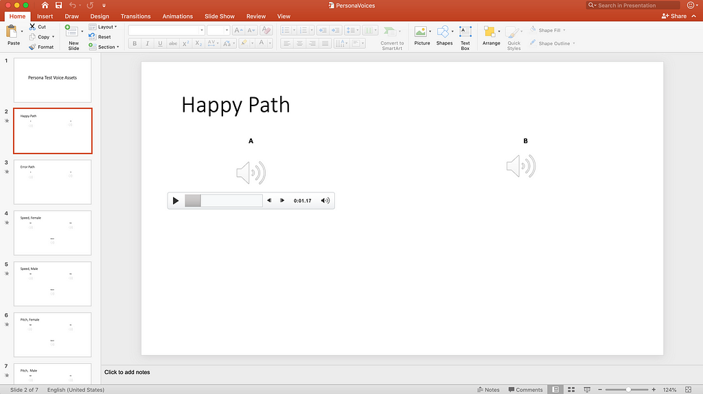 Slide from a Powerpoint with two audio clips loaded on it