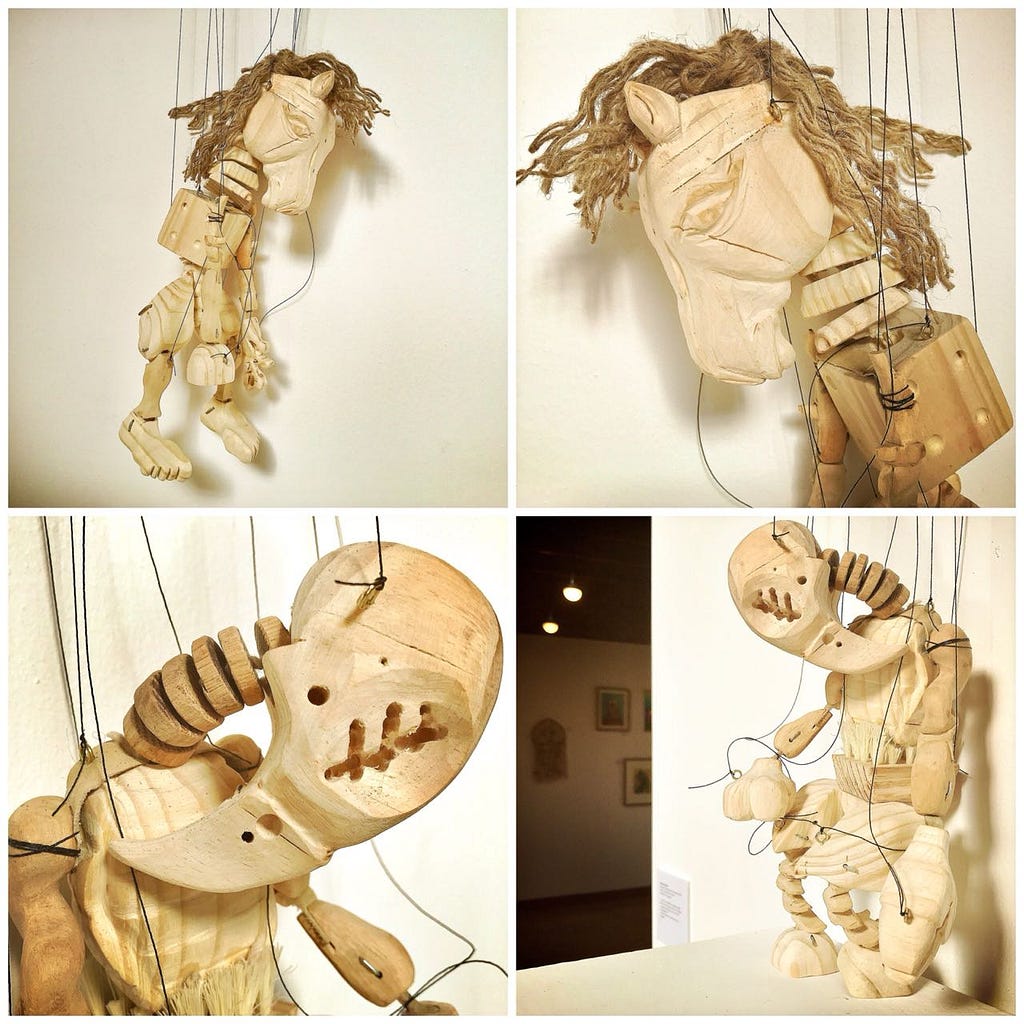 Wooden marionettes carved by author. Photo© Jorina Botha