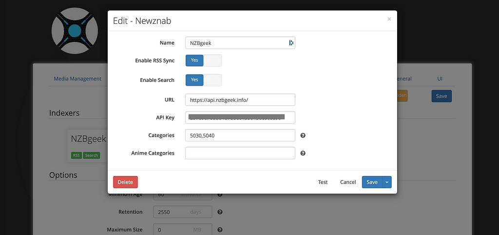 Ajouter Indexer Sonarr