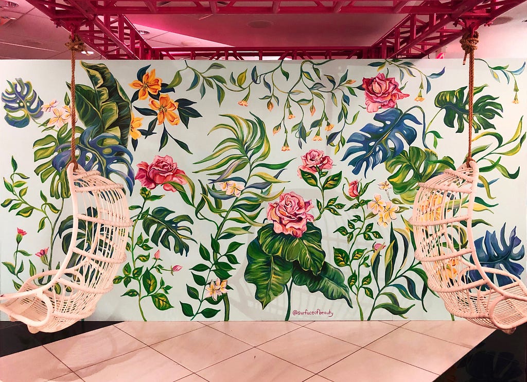 Roses and Rose Mural painted by Natasha May Platt