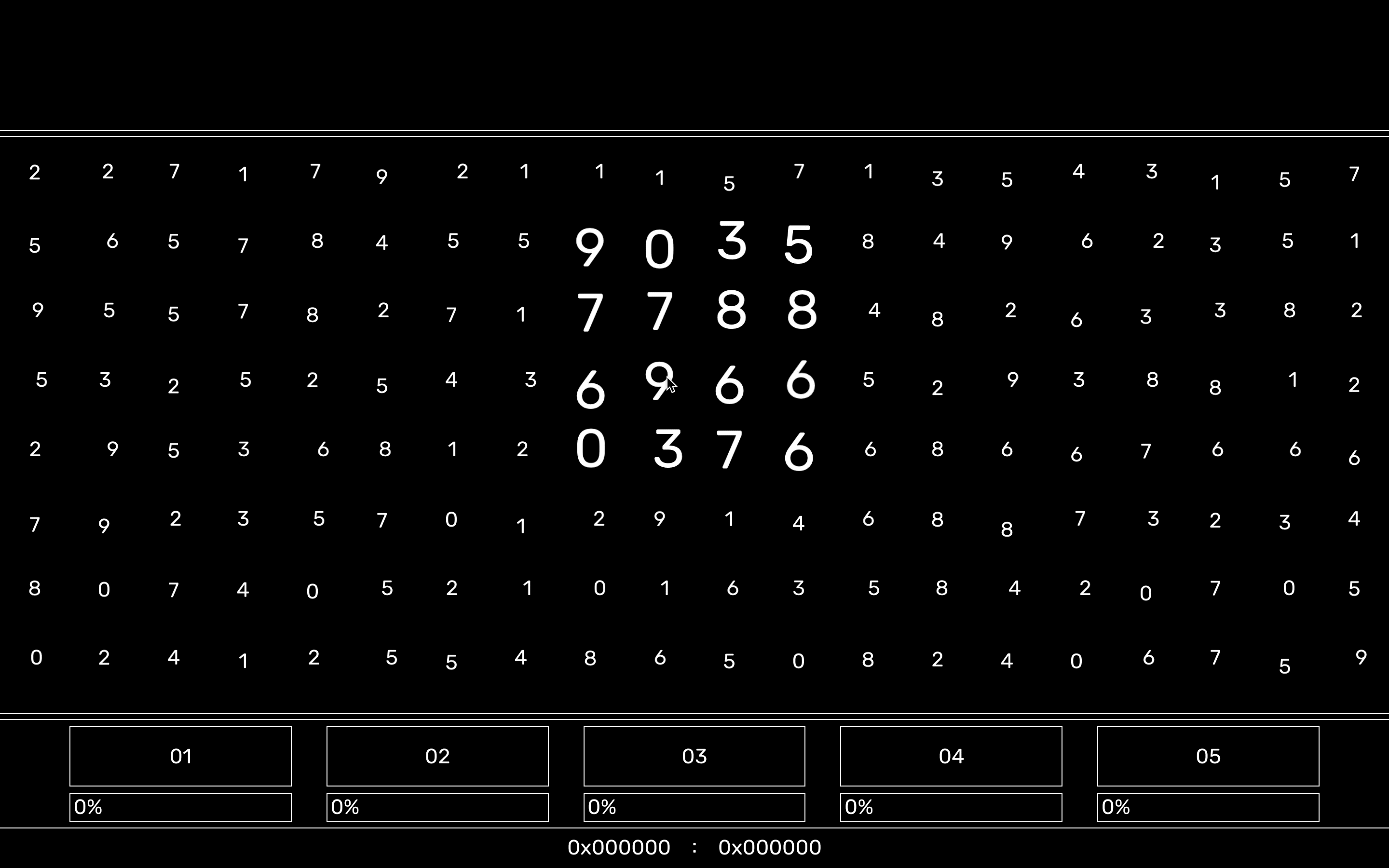 Animated demo of numbers moving into a bin