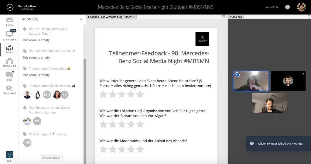 Mercedes Benz Social Media Night Room (Screenshot)