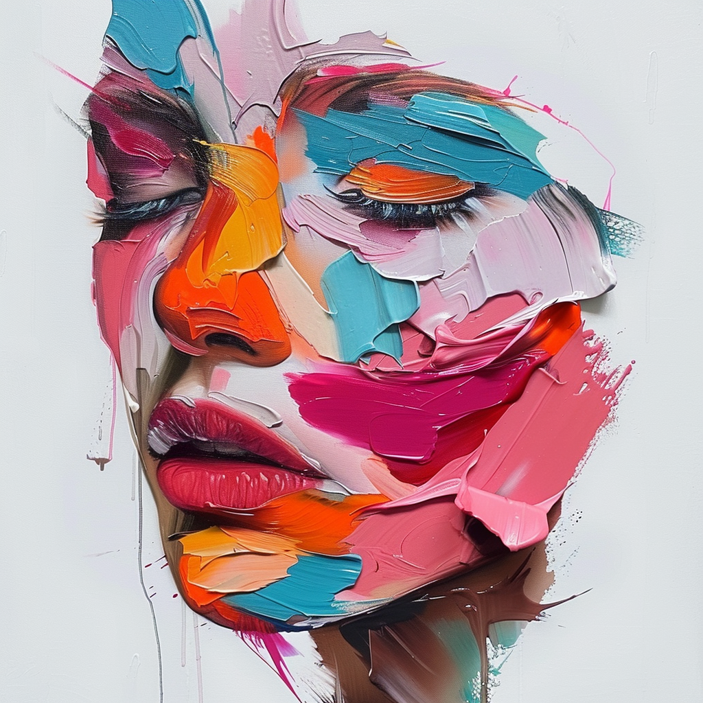 Avant-garde art, colorful art paint in the face