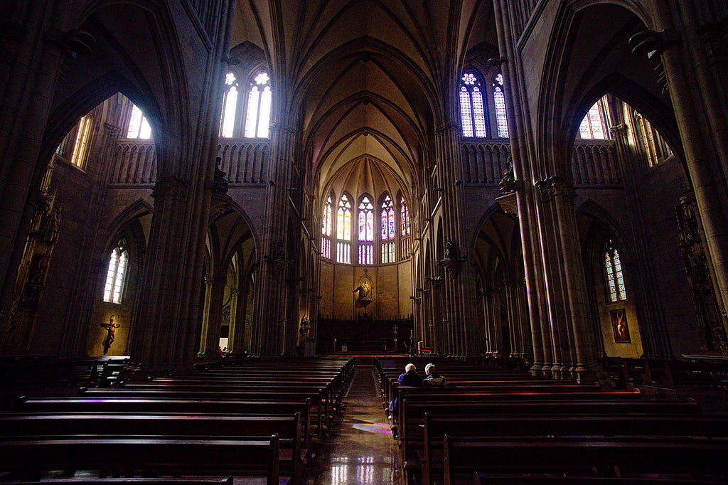 the interior of a gothic style church