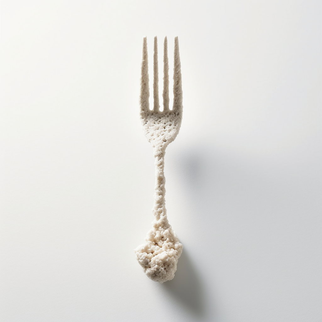 a fork made of coral and bioplastic