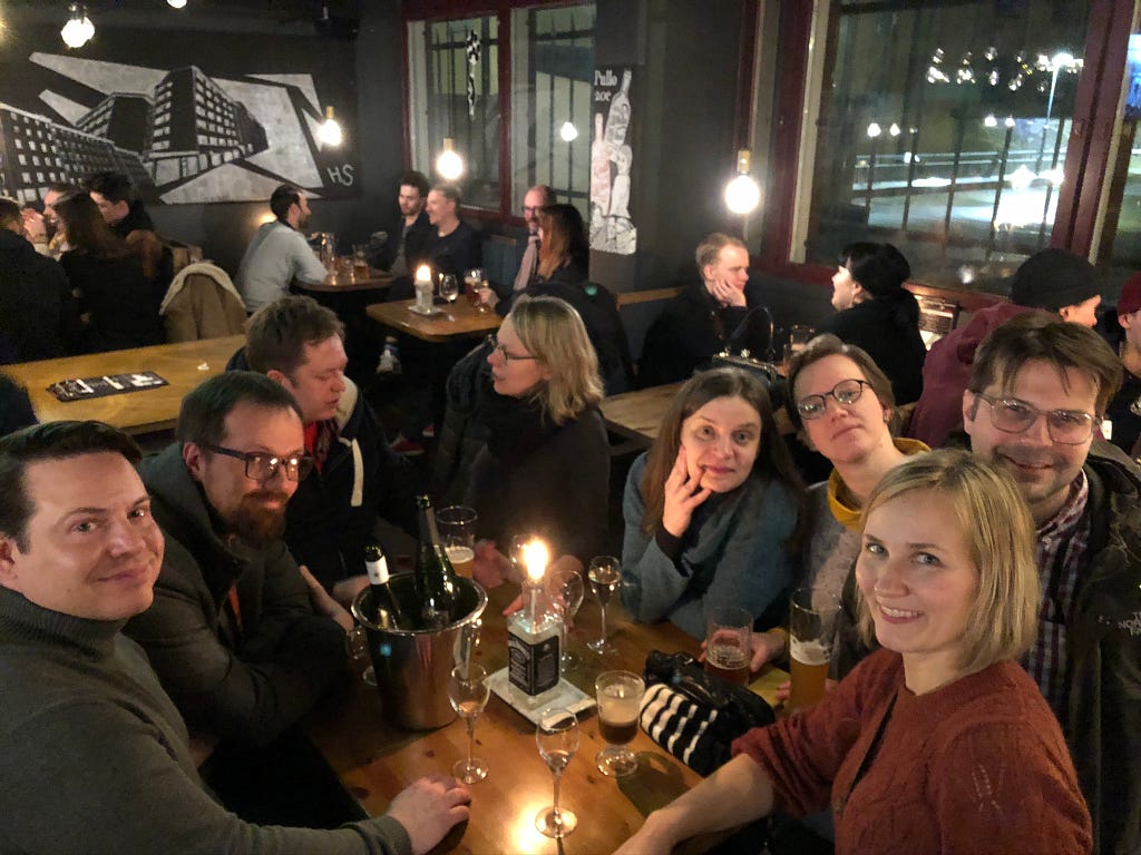 5 1/2 Finns, a Swede, a Norwegian and a half, and a German walks into a bar…