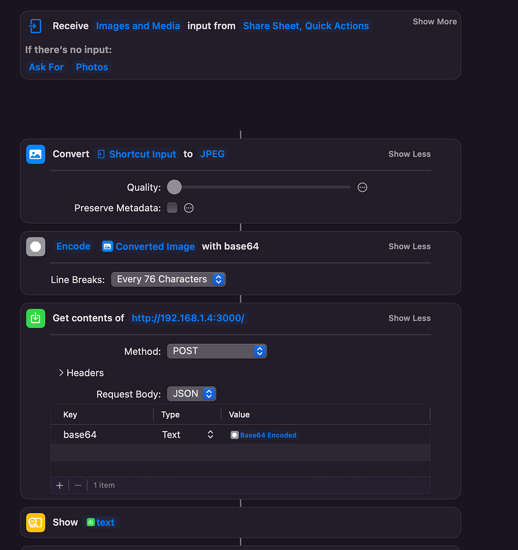 apple shortcuts screenshot you can access shortcut with this link https://www.icloud.com/shortcuts/1b9a427accbe4815b7acaac238afc3c0