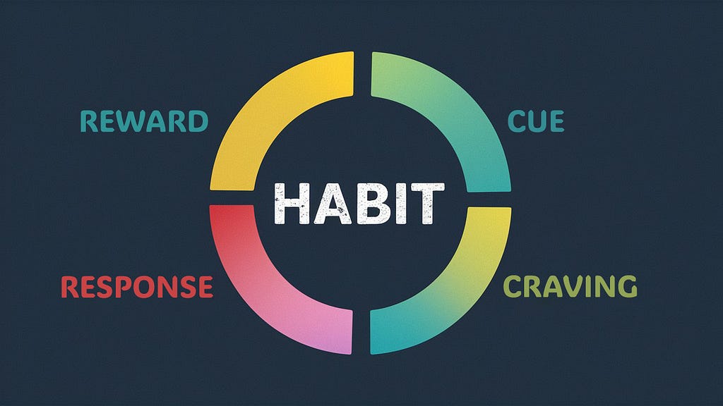 The habit loop: cue, craving, response, reward.