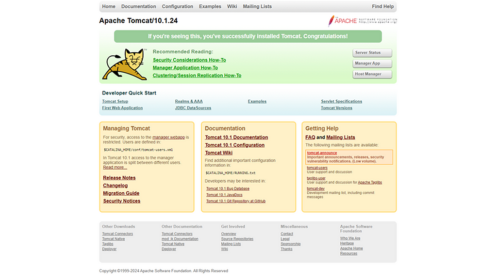 Default Tomcat Welcome Page