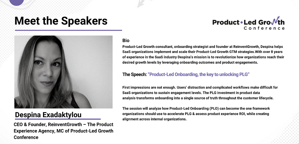 <img src=”product-led-growth-speakers-despina-exadaktylou.png “ alt=”Product-led growth conference speakers”/>