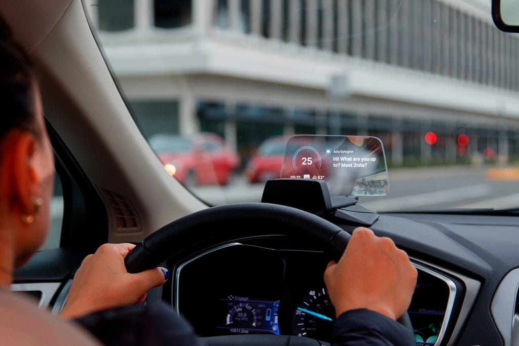 HUDWAY Drive heads-up display on Ford Fusion dashboard