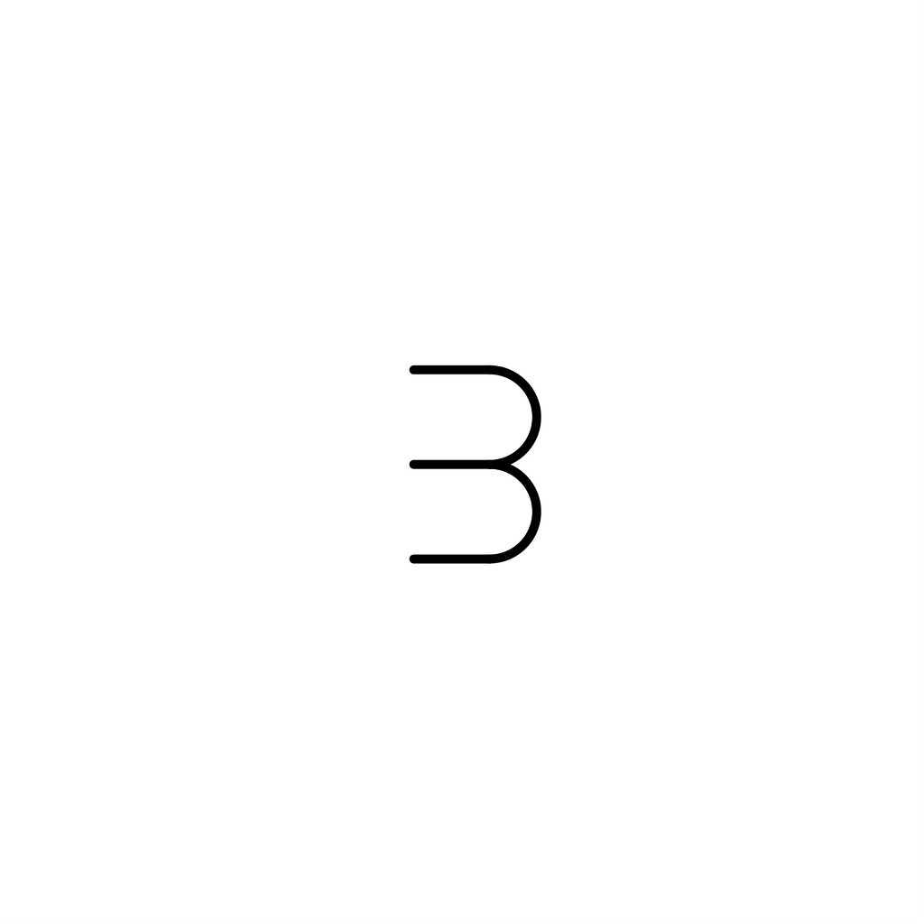 A white image with a black element in the center, that looks like a 3.