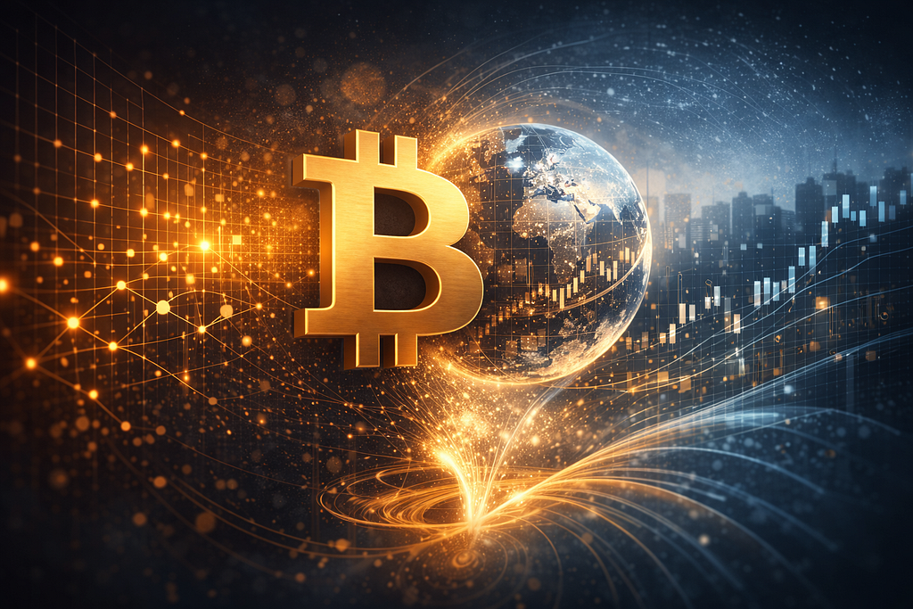 Abstract illustration representing Bitcoin’s integration into global financial markets