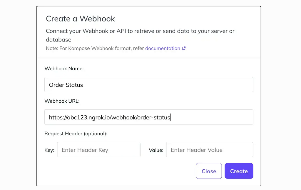 Create order status information using Webhook