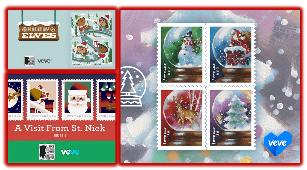 Celebrate the spirit of the holidays with snow globe stamp art from USPS: https://www.veve.me/post/usps-stamp-art-snow-globes
