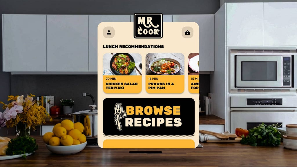 Hight fidelity UI of the cooking app