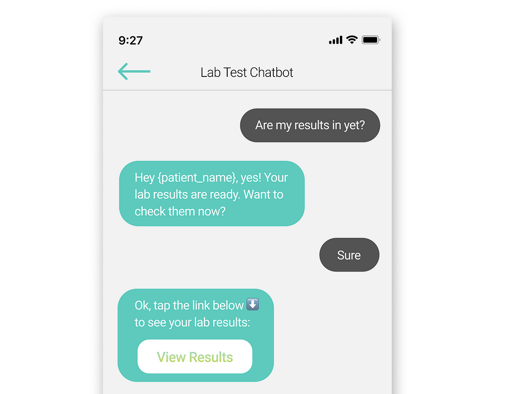lab test chatbot mock-up