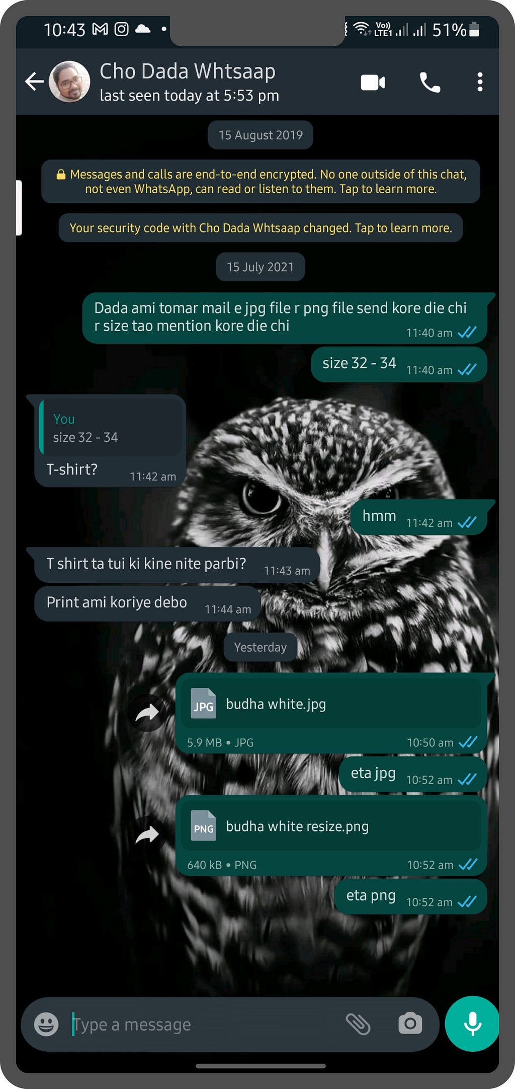 screenshot of whatsapp chat
