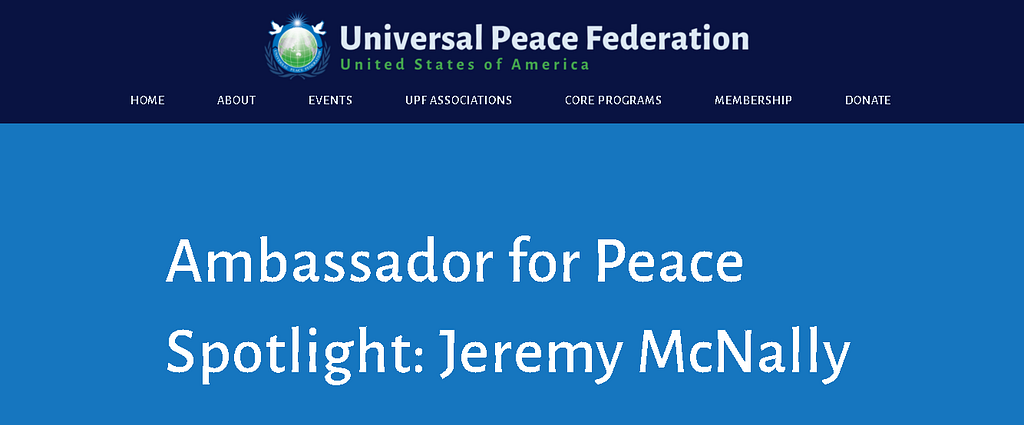 Jeremy McNally, Cofounder of Wealth Strategy Media, Honored by Universal Peace Federation as…