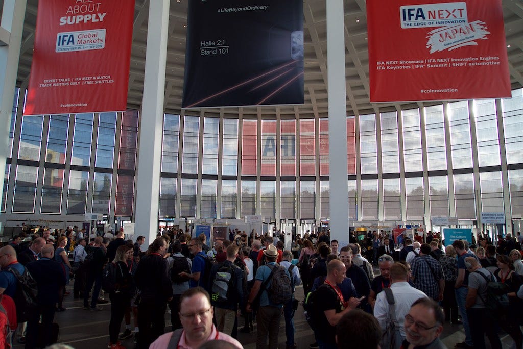 Crowds gather at the South Hall for the Showstoppers event at IFA 2019