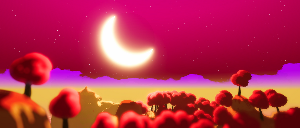 an in-game screenshot of a landscape, with big parts of the image being covered by the sky