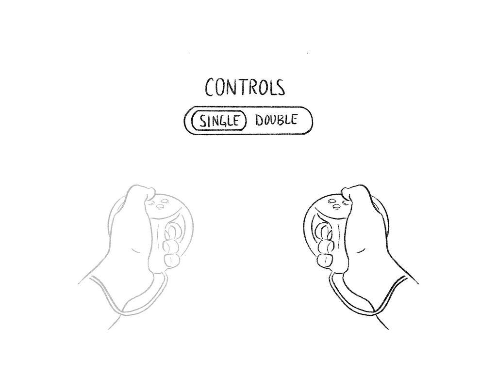 Sketch of a setting allowing a user to select using 1 or both VR controllers