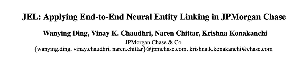 Neural Entity Linking in JPMorgan Chase