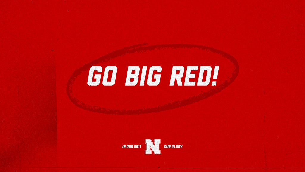 An example of the sharable social graphics that reads “Go Big Red!”