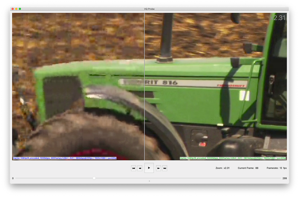 Zoomed in green tractor cabin
