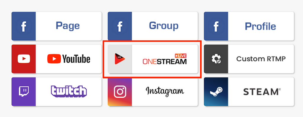 OneStream Social Account for live streaming