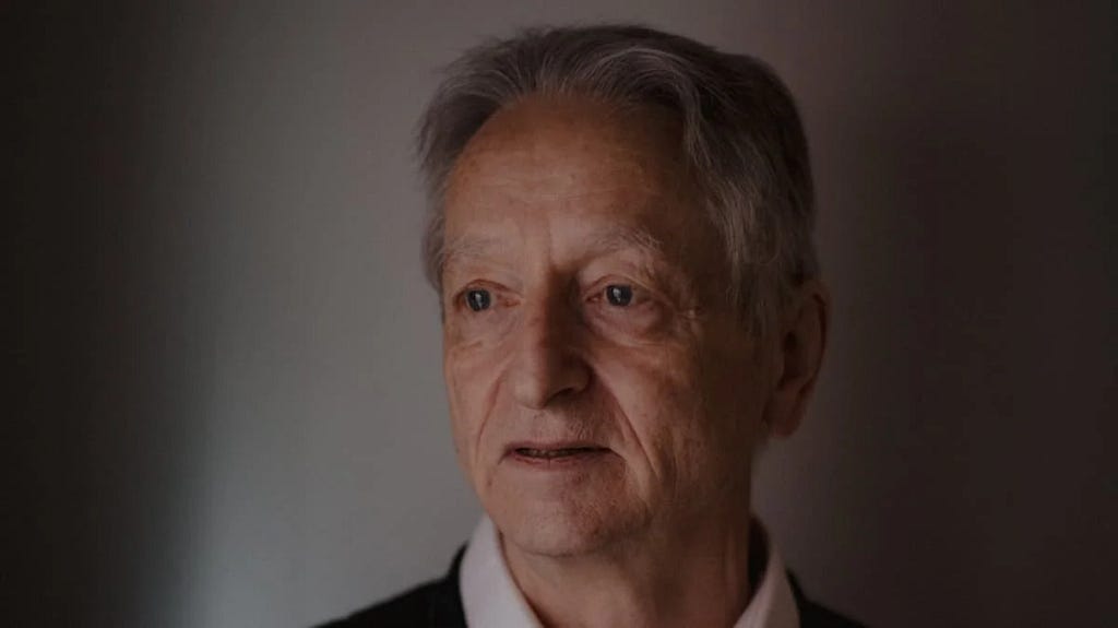 Headshot of Dr. Geoffrey Hinton, The Godfather of AI who quit Google on May 01, 2023 to speak out freely about the AI he created.