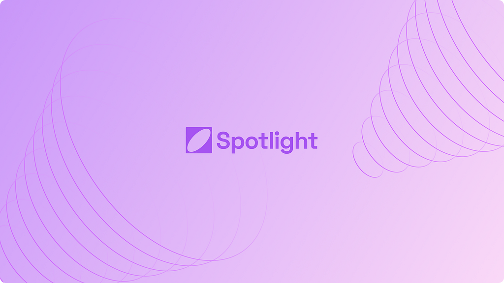 Closing image with the word, Spotlight, centered against a light purple gradient with abstract patterns