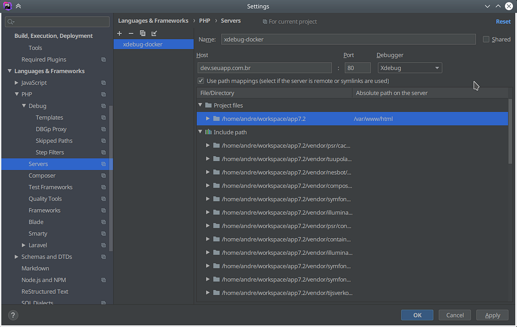 Xdebug docker Server PHPStorm