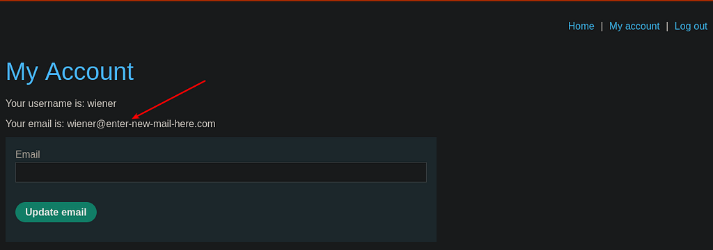 ‘My Account’ page showing updated email.