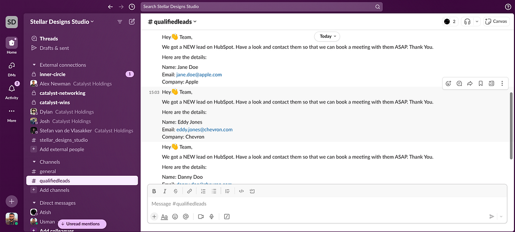 New messages in Slack