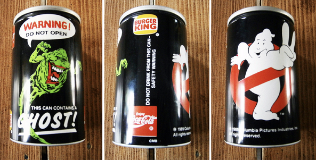 Three views of a can of Burger King’s Ghostbuster’s coca-cola
