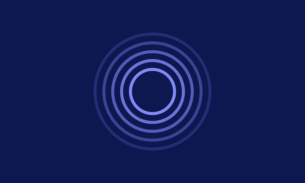 A series of concentric indigo circles stacked on top of one another