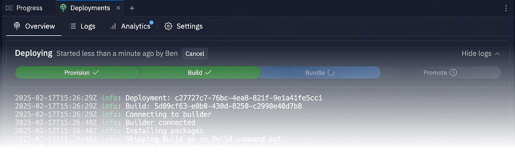 The deployment step in Replit