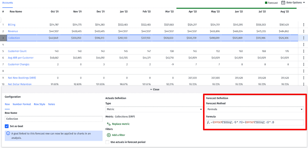 Mosaic Topline Planner walkthrough — collections forecast