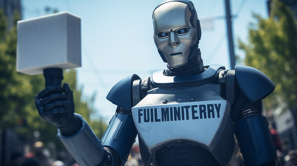 An photorealistic, cinematic robot generated by Midjourney