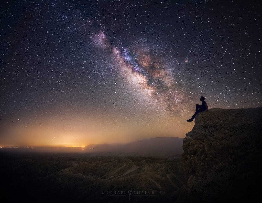 Man wondering night sky