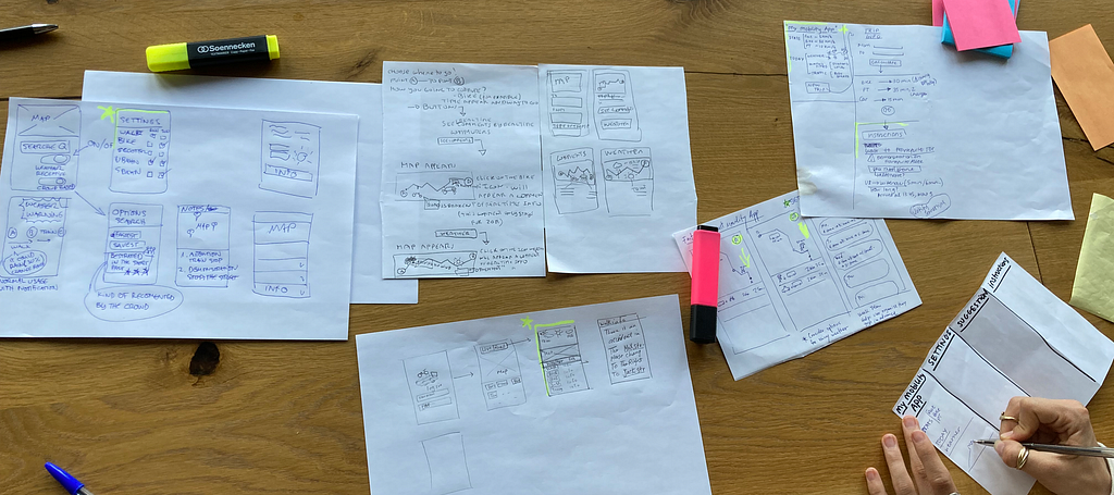 Example of working on several wireframes approaches