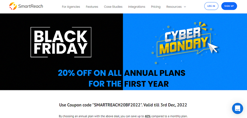 Black friday & Cyber monday sale, black friday & cyber monday deals, smartreach offers, smart reach discounts