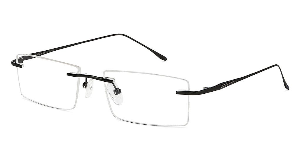 Pro Titanium Gunmetal Rimless Rectangle Eyeglasses